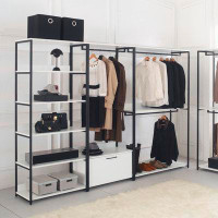 Rebrilliant white freestanding walk-in wooden wardrobe system with metal frame