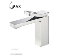 Long Spout Square Bathroom Faucet Brushed Nickel Finish
