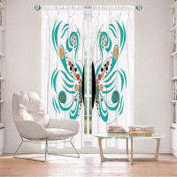 East Urban Home Lined Window Curtains 2-panel Set for Window by Marci Cheary - Butterfly White