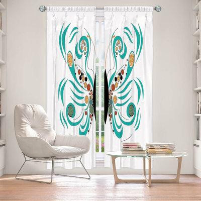 East Urban Home Lined Window Curtains 2-panel Set for Window by Marci Cheary - Butterfly White in Window Treatments