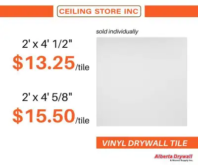 Vinyl-faced gypsum ceiling tile for a great price! The perfect choice for ceilings that require cons...