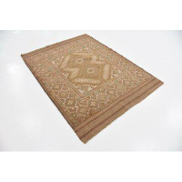 Isabelline One-of-a-Kind Earley Hand-Knotted Beige/Brown 4'3" x 5'7" Wool Area Rug