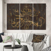 East Urban Home Glam Gold Chandelier - 3 Piece Wrapped Canvas Print