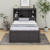 Red Barrel Studio Full Size Platform Bed With Storage Headboard, Charging Station, Trundle And Drawers
