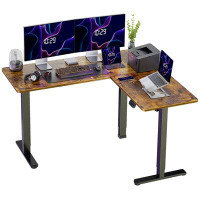 Inbox Zero Kokontis 63" L Shaped Electric Standing Desk Height Adjustable Sit Stand up Corner Desk with Dual Motor