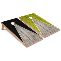 Skip's Garage Black And Lime Pyramid Cornhole Boards With Carry Case