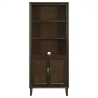 Alma Marshall 5-shelf Bookcase With Storage Cabinet Dark Walnut and Gunmetal
