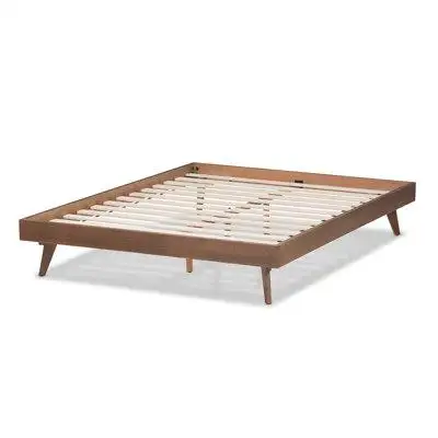 Latitude Run® Lefancy Mariaangela Mid-Century Modern Walnut Brown Finished Solid Wood Full Size Bed Frame