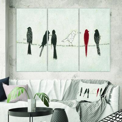 East Urban Home 'Red Catching up Bird Family' Painting Multi-Piece Image on Canvas in Painting & Paint Supplies
