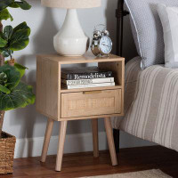 Bay Isle Home™ Baxton Studio Emmett Mid-Century Modern Light Brown Finished Wood 1-Drawer End Table