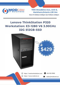 Lenovo ThinkStation P320 Workstation: E3-1280 V6 3.90GHz 32G 512GB-SSD PC Off Lease FOR SALE!!!