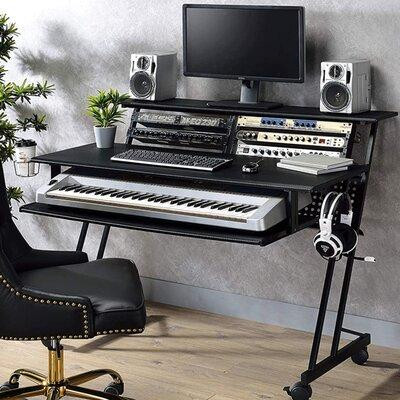 Inbox Zero Music Studio Producer Recording Piano Stand Desk, Unique & Smart Design Workstation Table in Desks