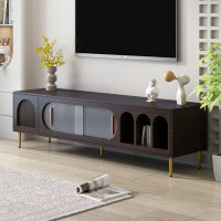 Mercer41 TV Stand For 70+ Inch TV, Entertainment Centre TV Media Console Table, With 3 Shelves And 2 Cabinets, TV Consol