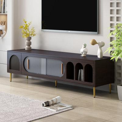 Mercer41 TV Stand For 70+ Inch TV, Entertainment Centre TV Media Console Table, With 3 Shelves And 2 Cabinets, TV Consol in TV Tables & Entertainment Units