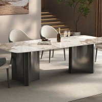 STAR BANNER The rock table is a modern minimalist family dining table