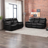 Red Barrel Studio Contemporary 2-Piece Faux Leather Upholstered Living Room Sofa Set, Sofa & Loveseat,