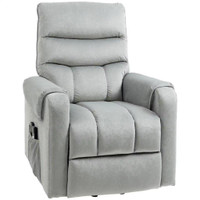 LIFT CHAIR FOR ELDERLY, MASSAGE RECLINER CHAIR WITH 8 VIBRATION POINTS, FOOTREST, REMOTE CONTROL, SIDE POCKETS, GREY