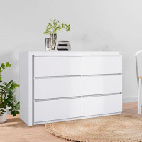 Wrought Studio Extended Desktop 6 Drawers Chest of Drawer Without Handle Dresser,White