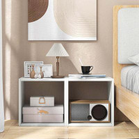 Ebern Designs Ebern Designs 2pcs Stackable Storage Cube Free-standing Storage Organizer Bookcase For Bedroom White