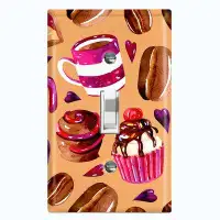 WorldAcc Metal Light Switch Plate Outlet Cover (Coffee Beans Candy Treat Orange - Single Toggle)