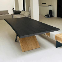 Gracie Oaks Japanese household modern simple Nordic black dining table