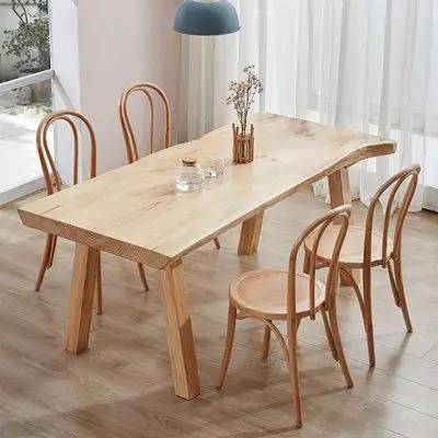 Fit and Touch 4 - Person Burlywood Solid Wood Dining Table Set