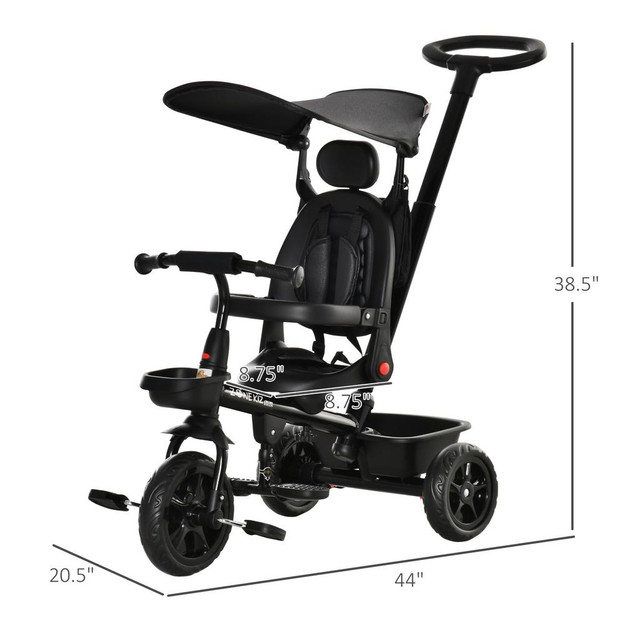 Kids Tricycle 44" x 20.5" x 38.5" Black in Other - Image 3