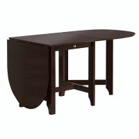 Winston Porter Retro Drop-Leaf Table Rustic Rubberwood Dining Table with Spacious Tabletop Small Drawer