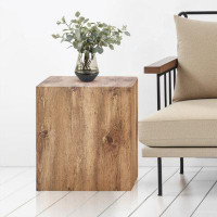 Wenty Square Stool & Coffee Tables,15.7 Inch Sofa End Table, Mid Century Rustic Coffee Table, Sofa Side Table For Living