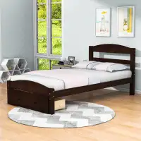 Red Barrel Studio Twin Size Wood Platform Bed with Drawer