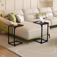 17 Stories C Shaped End Table, Set Of 2 Side Table, For Couch, Bed, Chair, Living Room, Bedroom, Slides Under Sofa, Tray