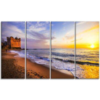Made in Canada - Design Art 'Castle Santa Severa Over Sunset Italy' Photographic Print Multi-Piece Image on Wrapped Canv