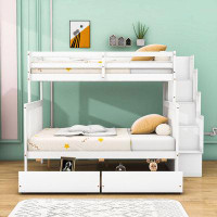 Harriet Bee Jakub Kids Twin Over Full Bunk Bed with Drawers