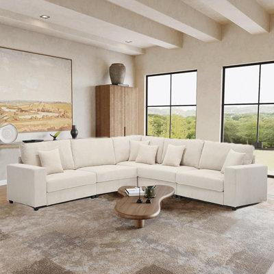 Latitude Run® 117" Modular Sectional Sofa,L-Shaped Minimalist Down-Filled Sofas Couches in Couches & Futons