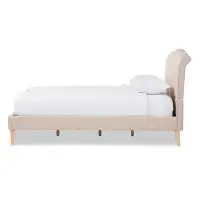 Hokku Designs Lefancy Zemar French Classic Modern Style Beige Linen Fabric Full Size Platform Bed