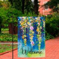 Northlight Seasonal Watercolor Floral "Welcome" Outdoor Garden Flag 18" X 12.5"