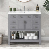 Wildon Home® 36'' Bathroom Vanity With Top Sink, Modern Bathroom Storage Cabinet With 2 Soft Closing Doors And 6 Drawers