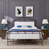 August Grove Berl Upholstered Metal Panel Bed