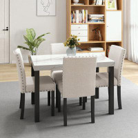 Red Barrel Studio Five-piece dining set with imitation marble Rectangular tabletop and 4 chairs