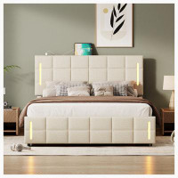 Latitude Run® Upholstered Bed With Hydraulic Storage System And LED Light