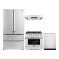 Cosmo 4 Piece Kitchen Package with French Door Refrigerator & 35.5" Freestanding Gas Range