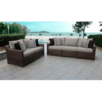 kathy ireland Homes & Gardens by TK Classics River Brook 5 Piece Outdoor Wicker Patio Furniture Set 05a