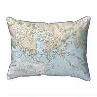 East Urban Home Stonington Harbour, CT Nautical Map Small Corded Indoor/Outdoor Pillow 11x14