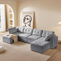 Hokku Designs 6 - Piece Upholstered Modular Sectional With Under Seat Storage