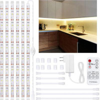 YI LIGHTING LED 6-Pieces 20" Under Cabinet Lighting Kits Plug-In LED Strip Lights with Remote Control