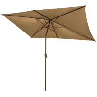Arlmont & Co. Rectangular Outdoor Table Umbrella with Crank & Push Button Tilt