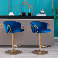 Everly Quinn Set Of 2 Adjustable Height Swivel Bar Stools With Chrome Footrest And Base-N/A _21.26_18.11