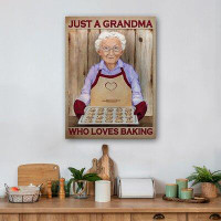 Trinx Just A Grandma Who Loves Baking Gallery Wrapped Canvas - Baking Illustration Decor, Beige And Red Kitchen Decor