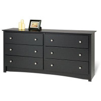 Red Barrel Studio Bedroom Dresser In Black Finish With 6 Drawers And Metal Knobs