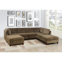 Hokku Designs Modular Sectional 7Pc Set U-Sectional Modern Couch 2X Corner Wedge 3X Armless Chairs And 2X Ottoman